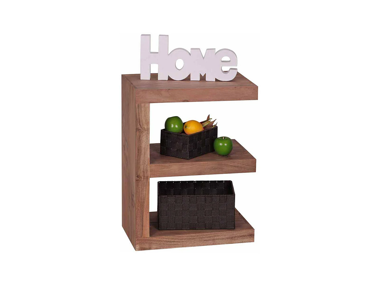 Massivholz Beistelltisch in E-Form Akazie natur