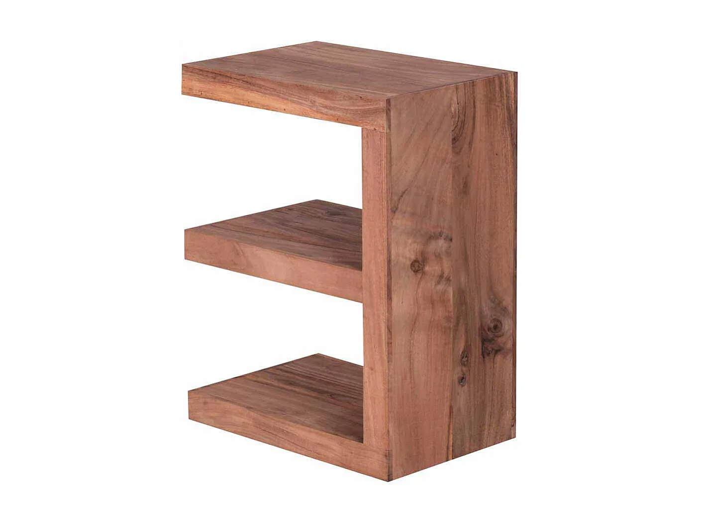 Massivholz Beistelltisch in E-Form Akazie natur