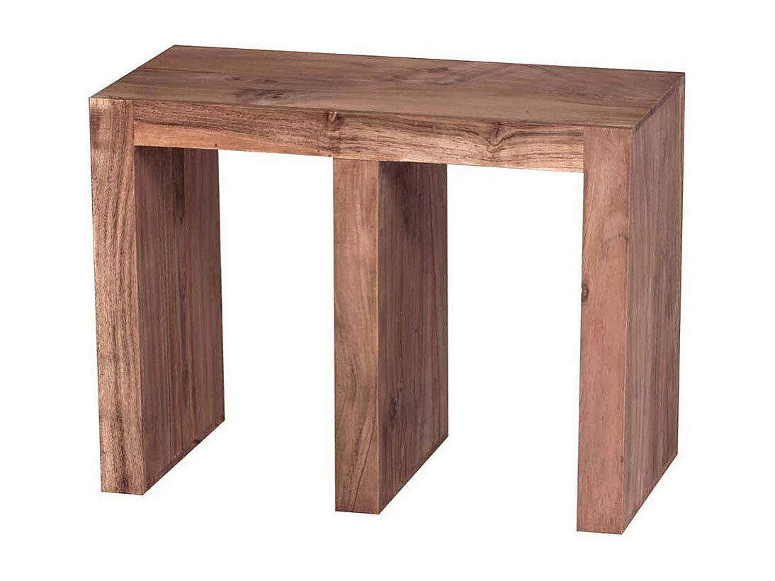 Massivholz Beistelltisch in E-Form Akazie natur