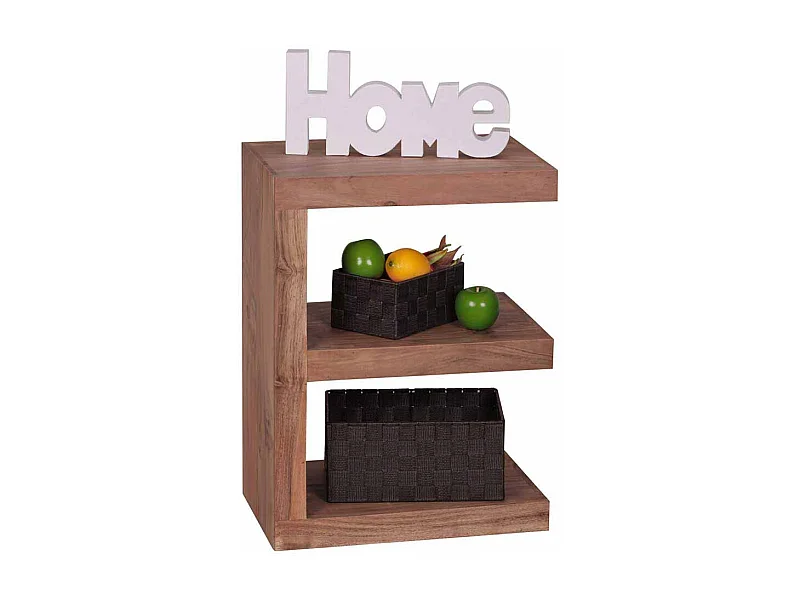 Massivholz Beistelltisch in E-Form Akazie natur