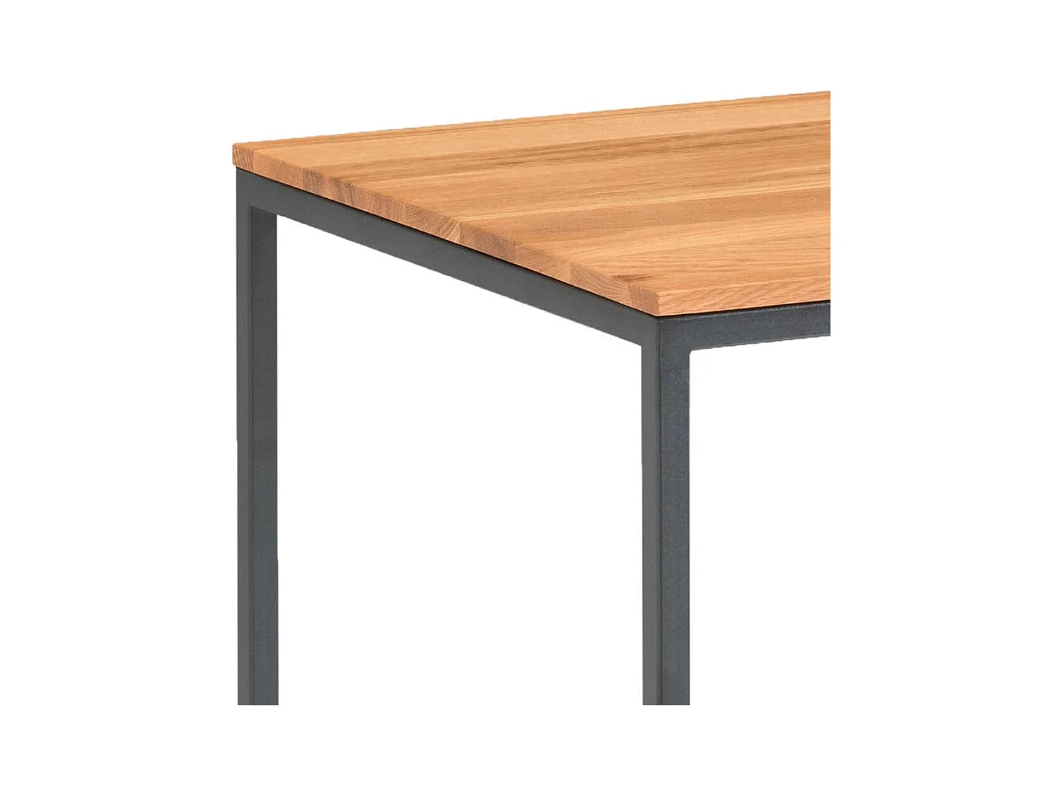 Sofa Beistelltisch aus Asteiche Massivholz Bügelgestell aus Metall in Schwarz