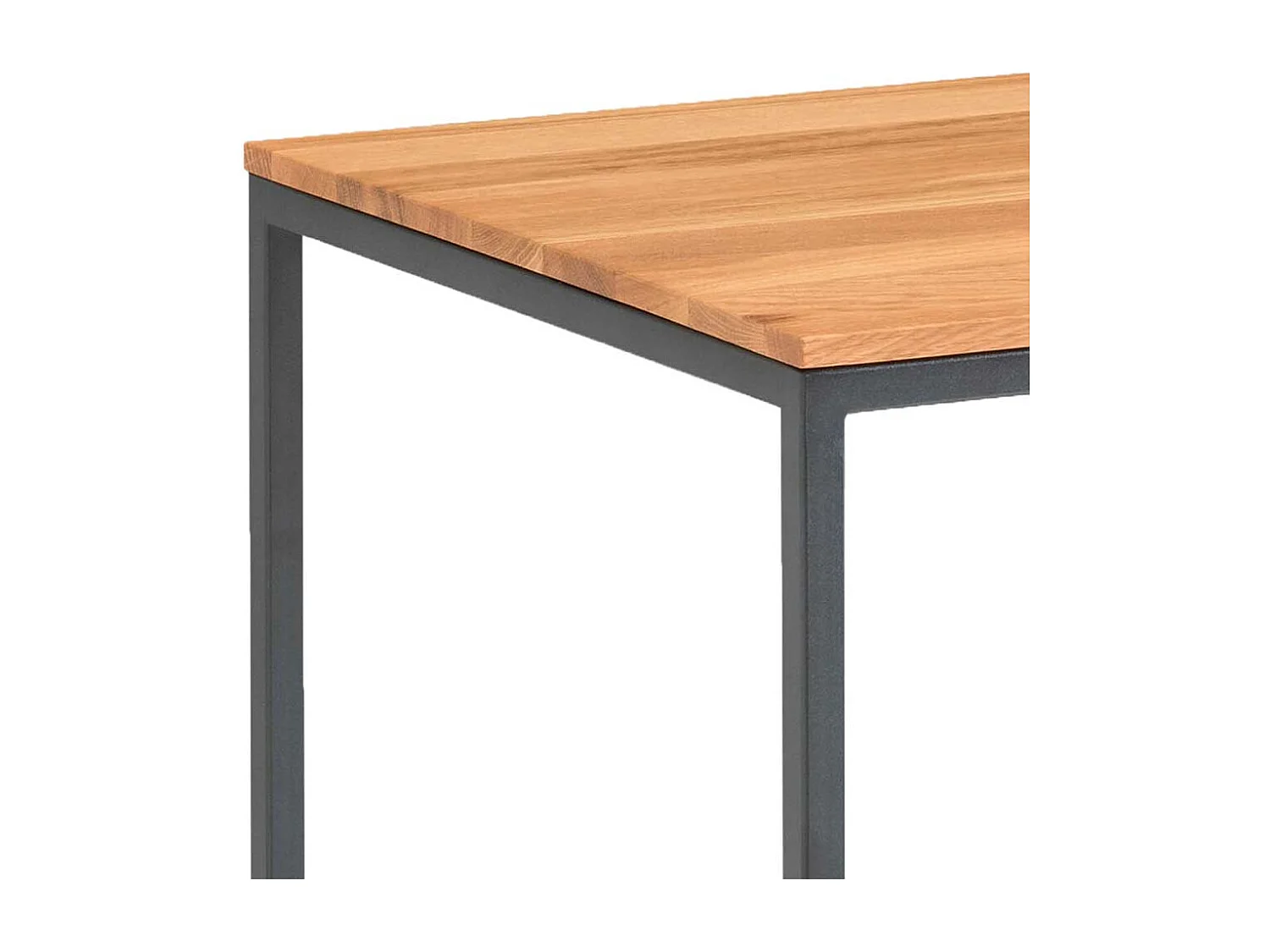 Sofa Beistelltisch aus Asteiche Massivholz Bügelgestell aus Metall in Schwarz