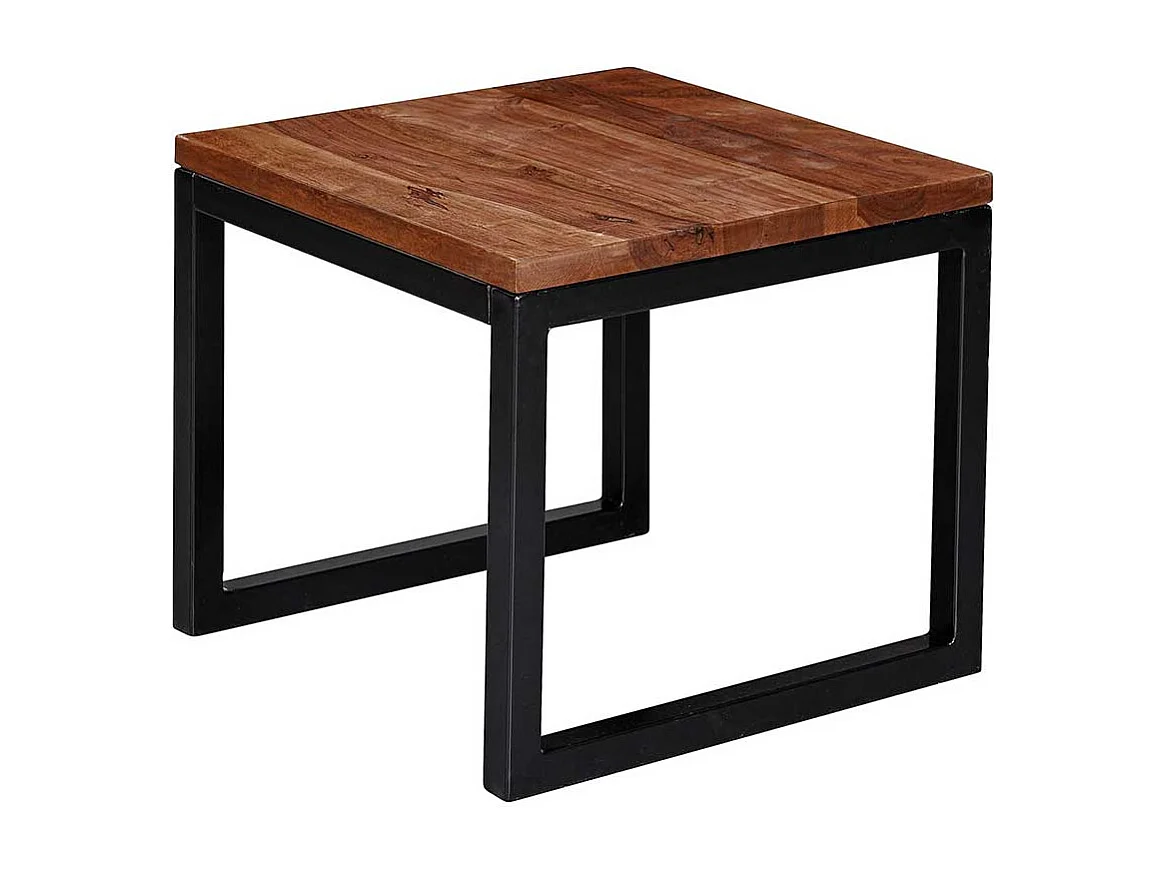 Beistelltisch mit Bügelgestell aus Sheesham Massivholz Metall