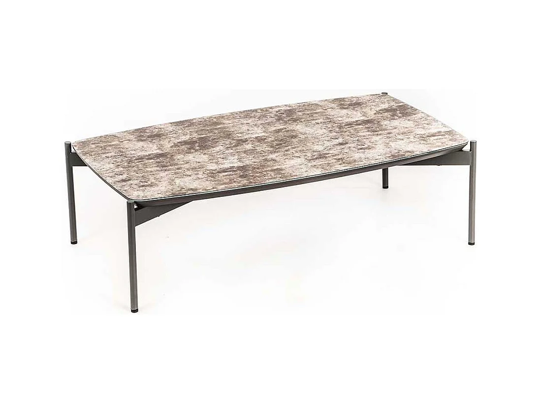 Sofa Beistelltisch in Braun und Dunkelgrau Glas beschichtet