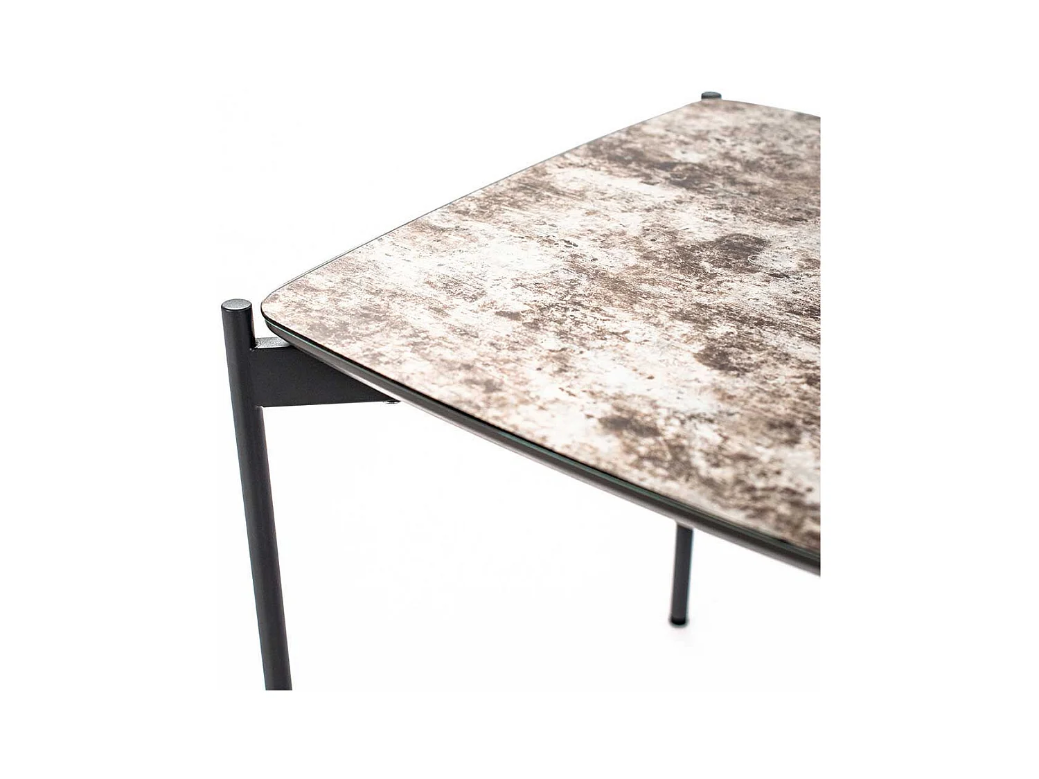 Sofa Beistelltisch in Braun und Dunkelgrau Glas beschichtet