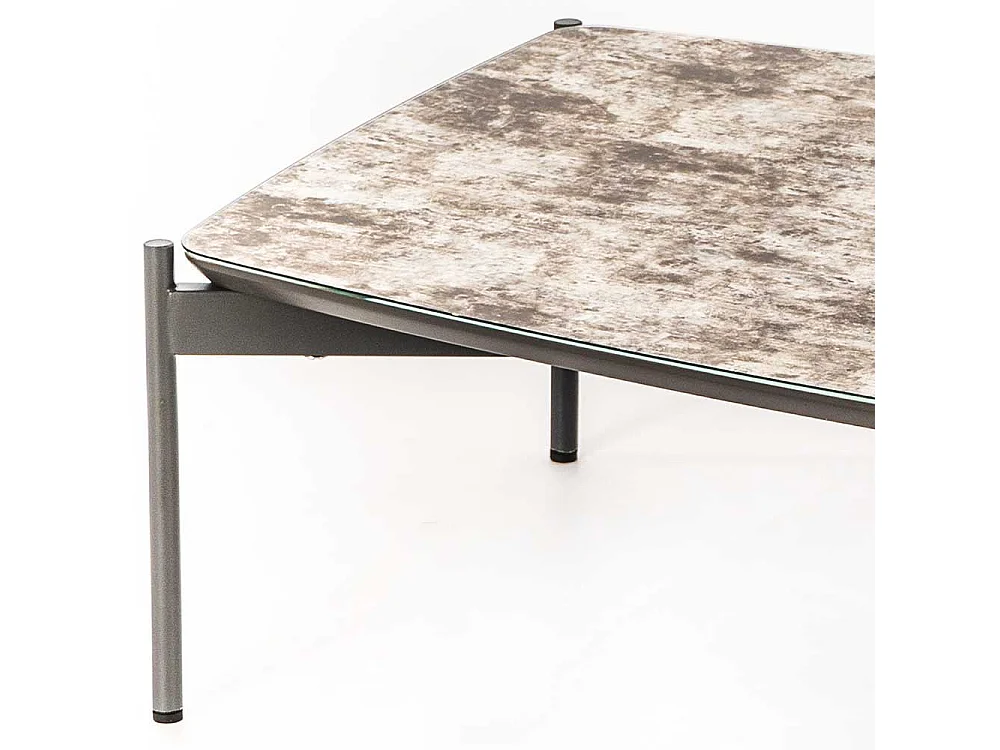 Sofa Beistelltisch in Braun und Dunkelgrau Glas beschichtet