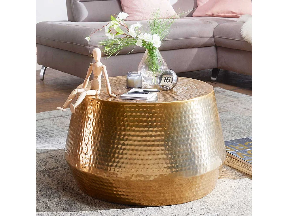 Couch Beistelltisch in Goldfarben 60 cm breit