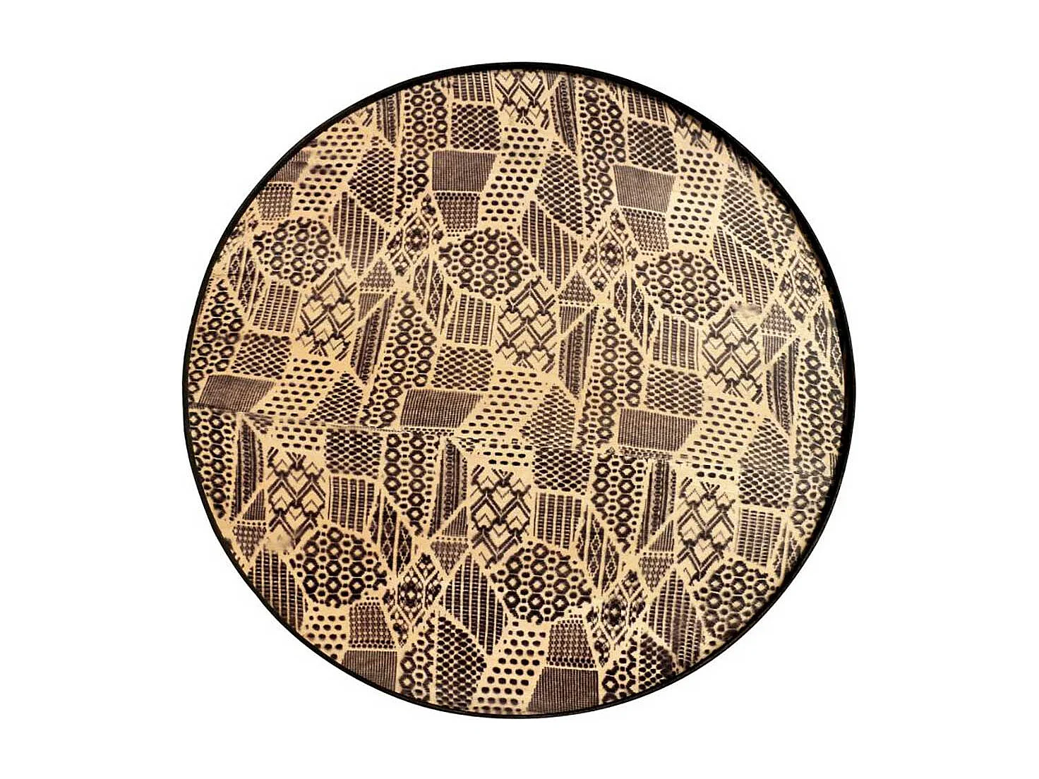 Runder Beistelltisch in Braun und Schwarz Metallgestell