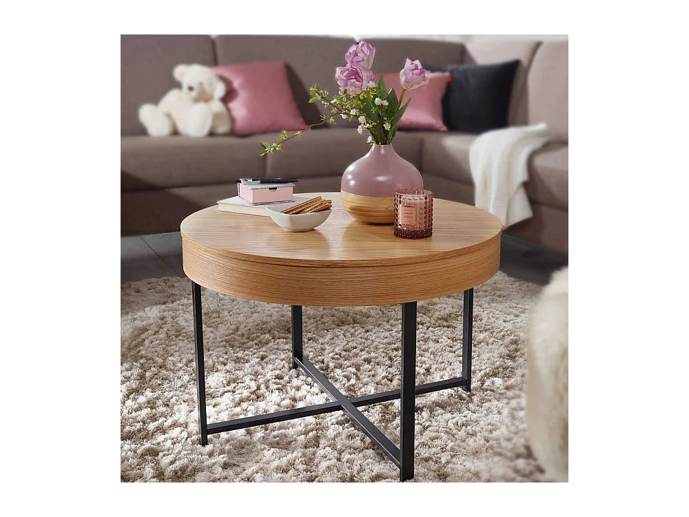 Sofa Beistelltisch Eiche furniert Stauraum