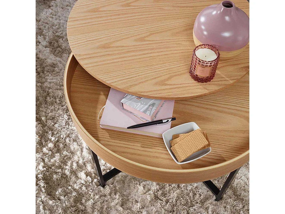 Sofa Beistelltisch Eiche furniert Stauraum