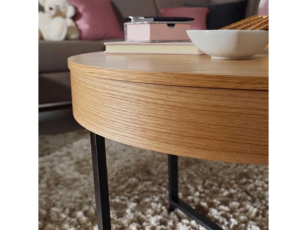 Sofa Beistelltisch Eiche furniert Stauraum