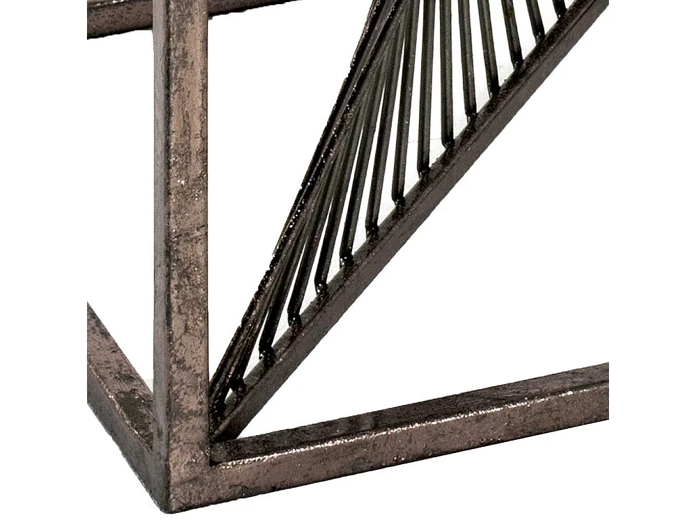 Sofa Beistelltisch mit Glasplatte Stahlgestell in Bronze