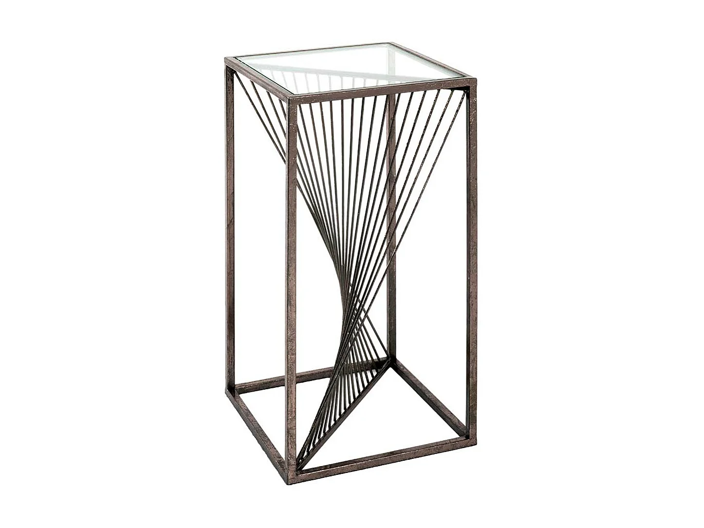 Sofa Beistelltisch mit Glasplatte Stahlgestell in Bronze