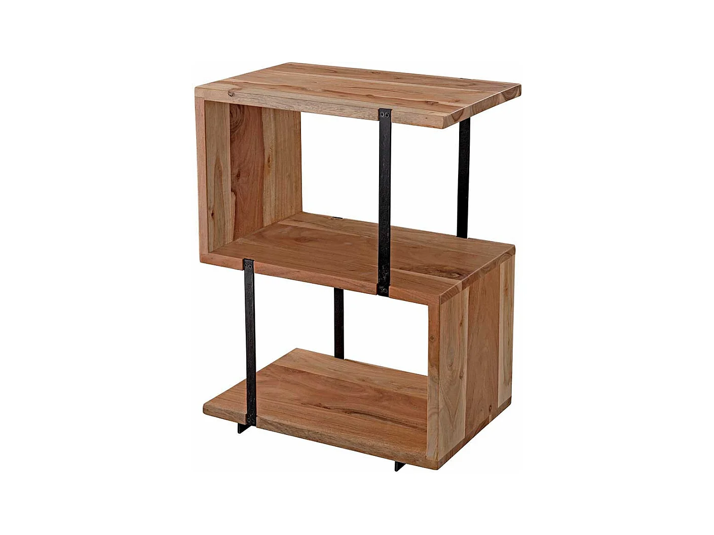 Sofa Beistelltisch in S-Form Akazie Massivholz und Edelstahl