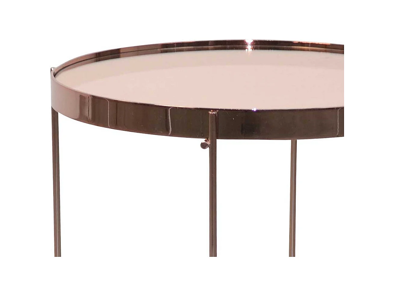 Runder Beistelltisch aus Spiegelglas und Metall Rosegold