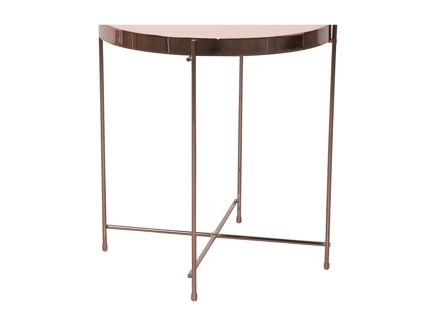 Runder Beistelltisch aus Spiegelglas und Metall Rosegold