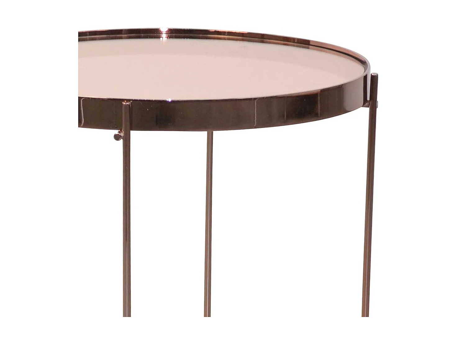 Runder Beistelltisch aus Spiegelglas und Metall Rosegold