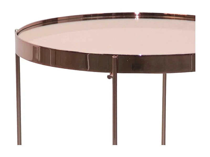 Runder Beistelltisch aus Spiegelglas und Metall Rosegold