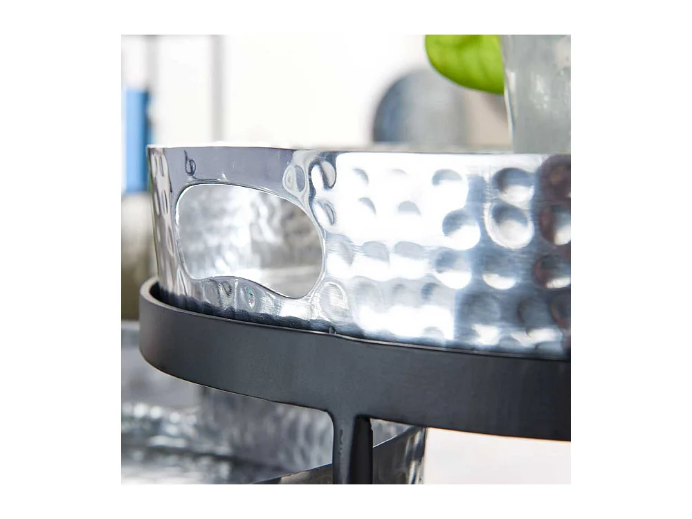 Beistelltische Sofa Metall in Silberfarben und Schwarz handgearbeitet (zweiteilig)