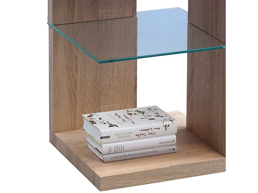 Design Beistelltisch in Eiche Sonoma Sicherheitsglas