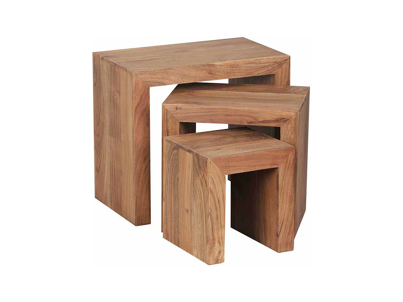 Beistelltisch Set aus Akazie Massivholz naturbelassen (dreiteilig)