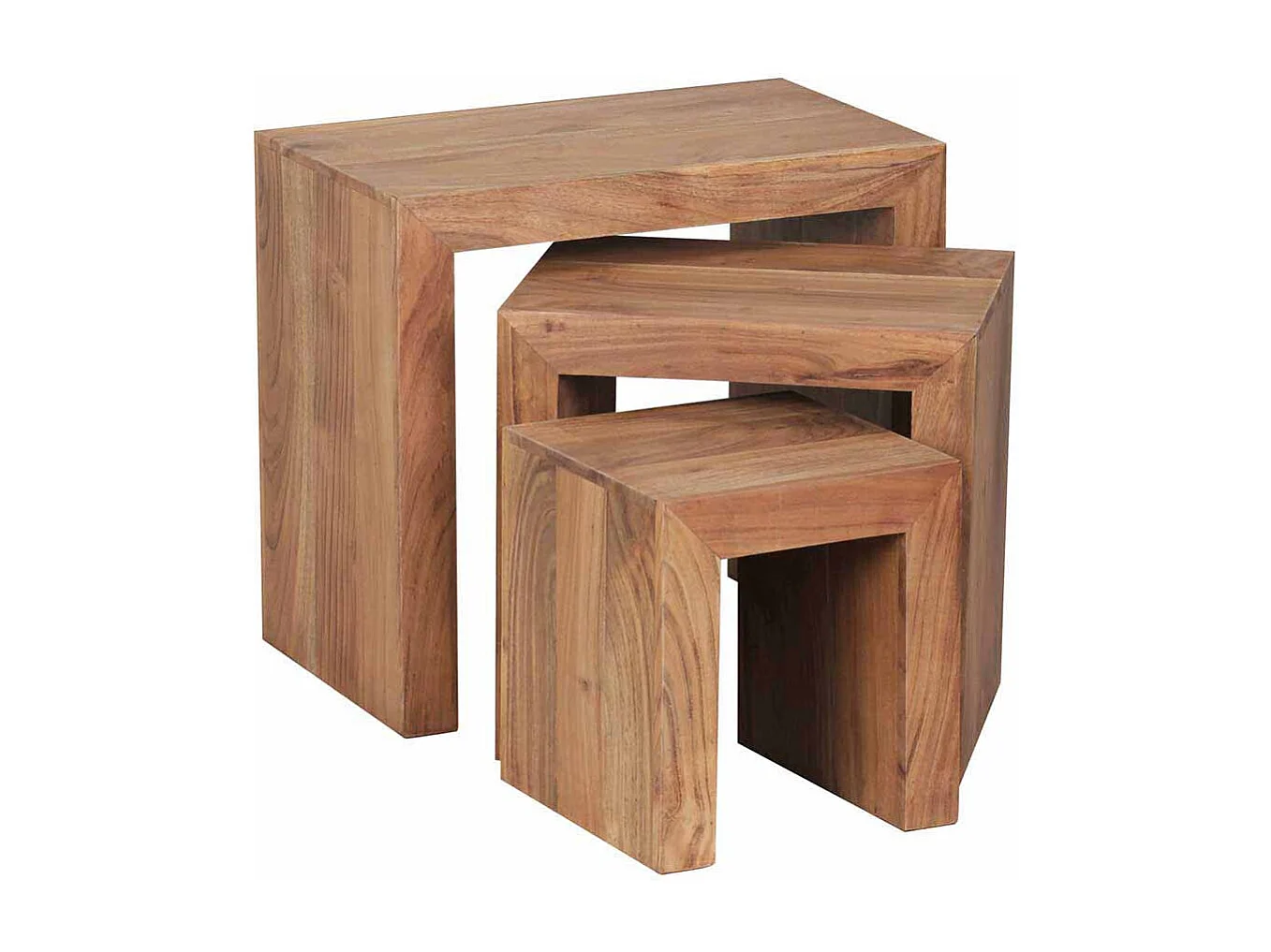 Beistelltisch Set aus Akazie Massivholz naturbelassen (dreiteilig)