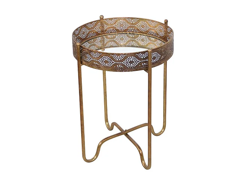 Glas Beistelltisch in Altgoldfarben rund