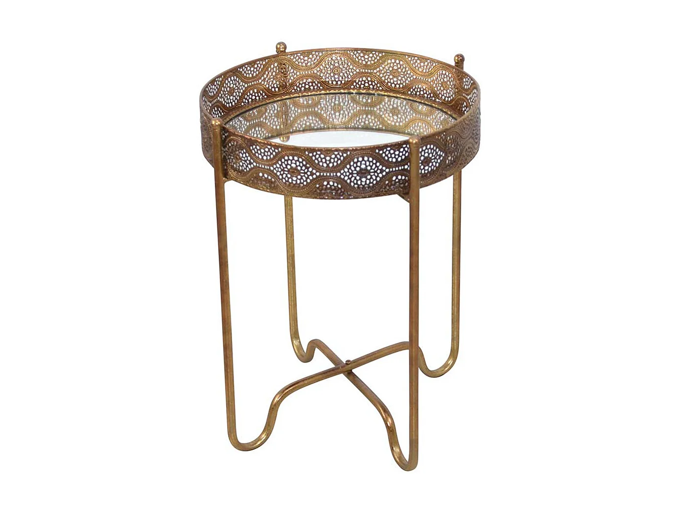 Glas Beistelltisch in Altgoldfarben rund