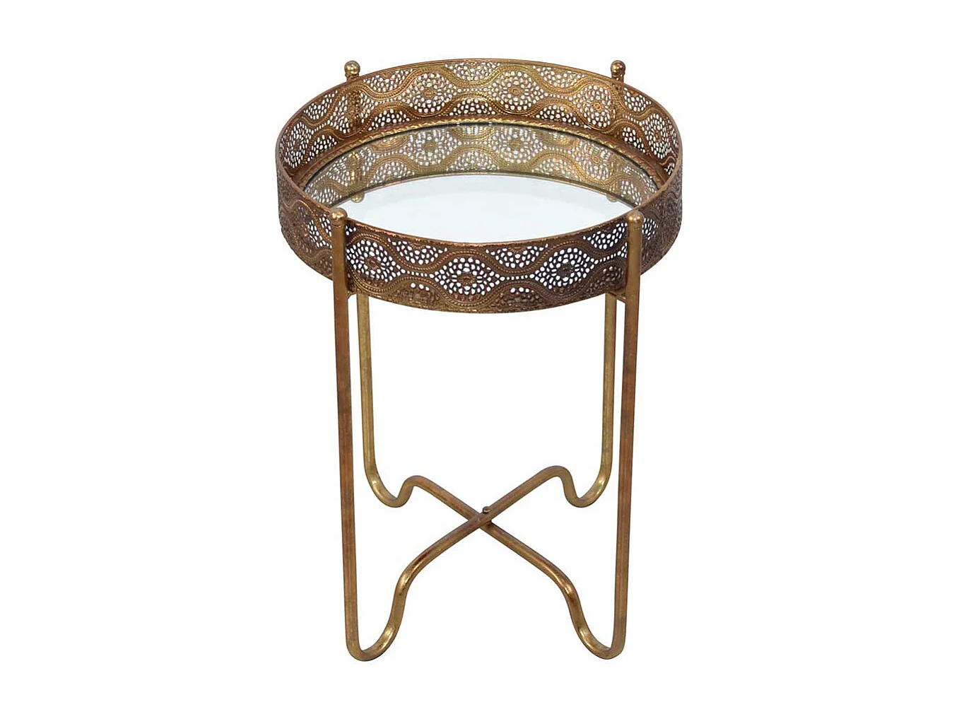 Glas Beistelltisch in Altgoldfarben rund
