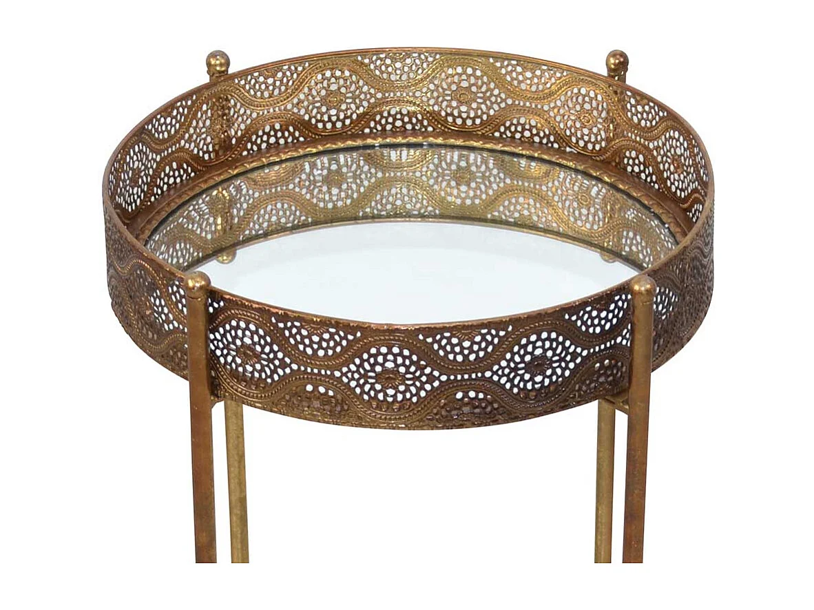 Glas Beistelltisch in Altgoldfarben rund
