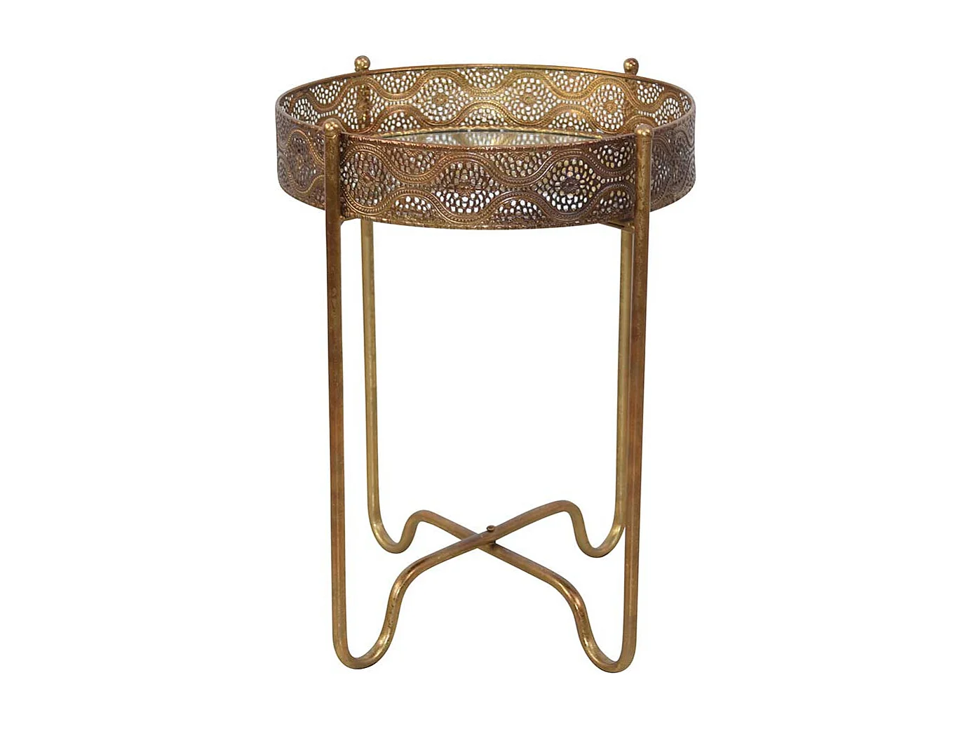 Glas Beistelltisch in Altgoldfarben rund