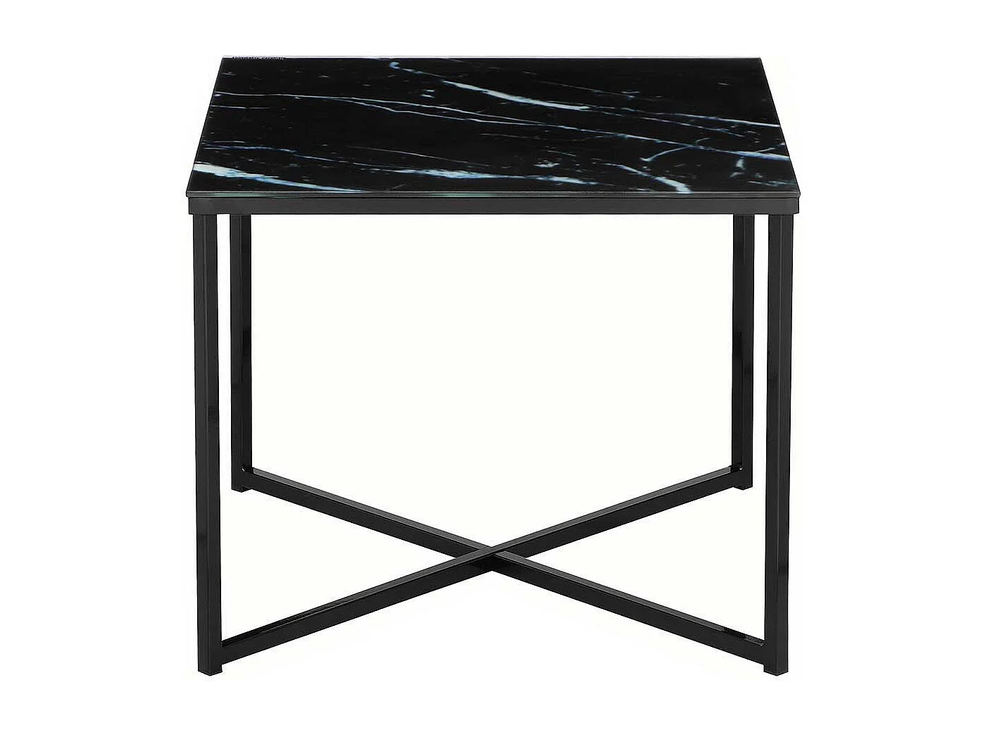 Quadratischer Beistelltisch in Schwarz Glasplatte