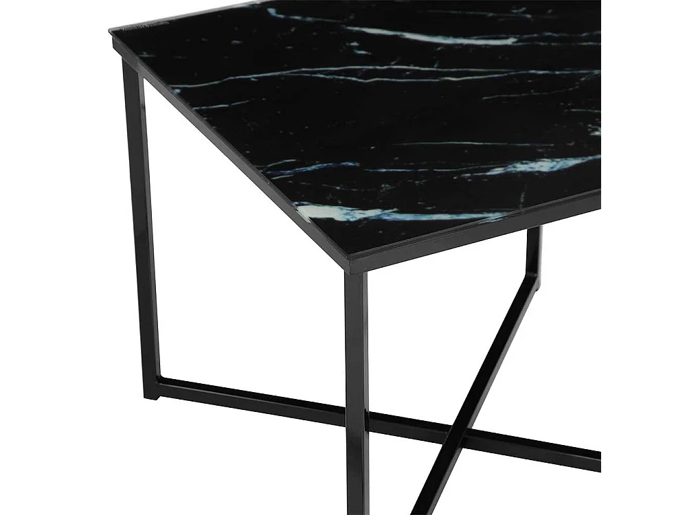 Quadratischer Beistelltisch in Schwarz Glasplatte