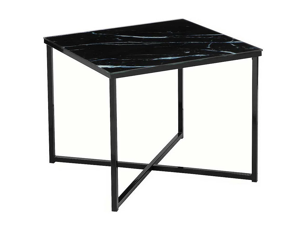 Quadratischer Beistelltisch in Schwarz Glasplatte