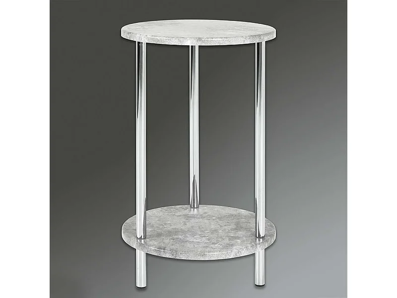Beistelltisch Sofa rund mit Dreifußgestell Chromfarben