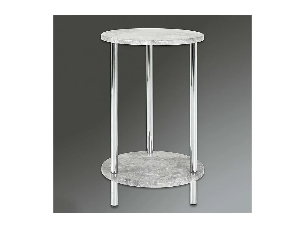 Beistelltisch Sofa rund mit Dreifußgestell Chromfarben