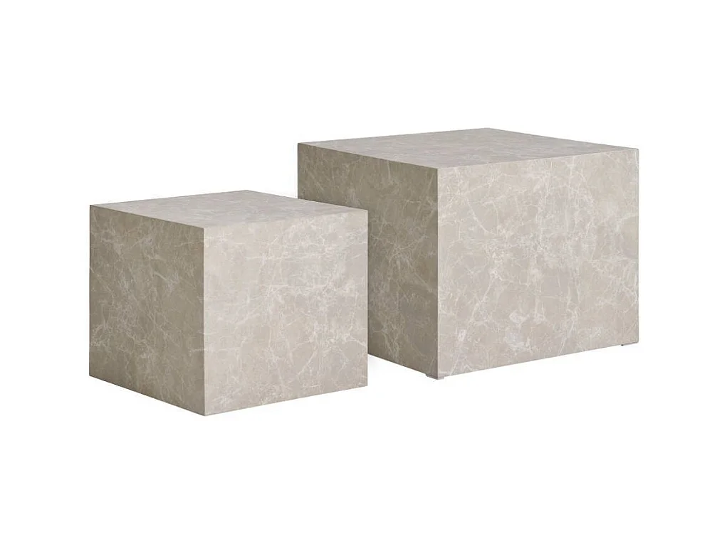 Beistelltische Satztisch in Marmor Optik Block-Form (zweiteilig)