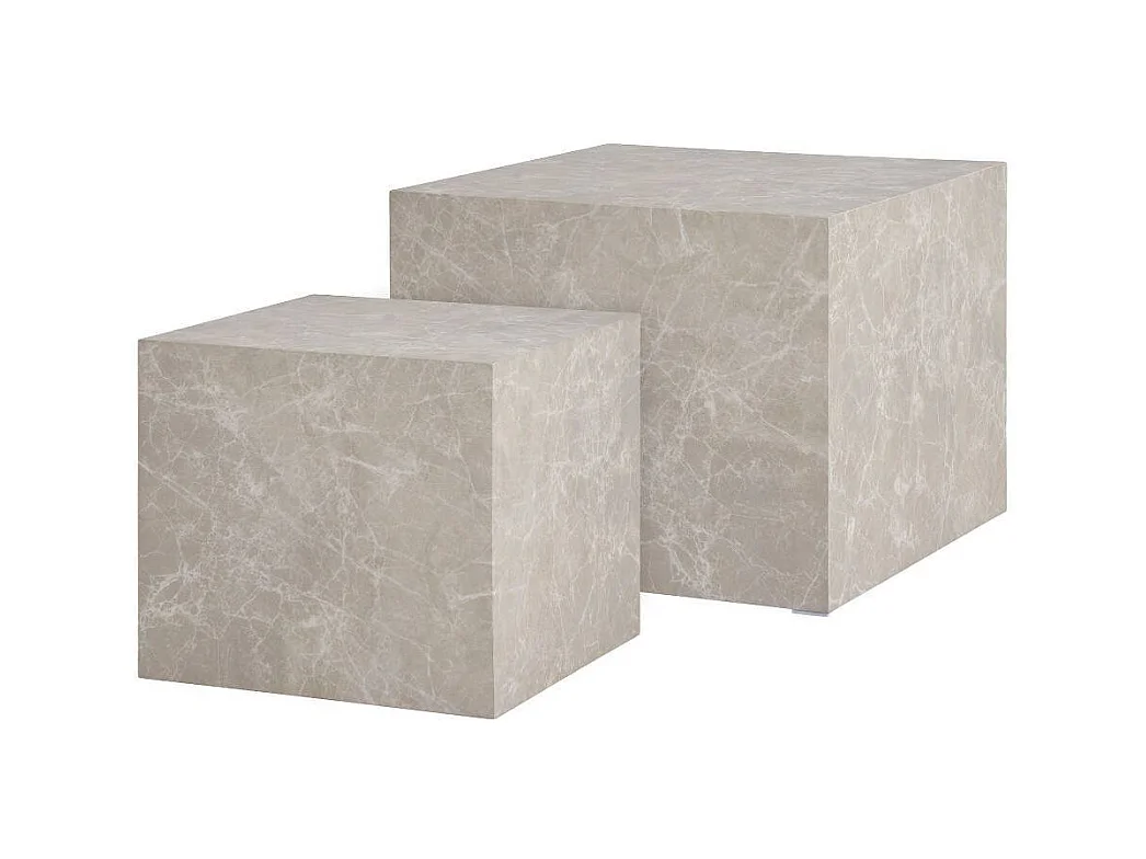 Beistelltische Satztisch in Marmor Optik Block-Form (zweiteilig)
