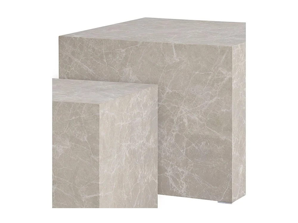 Beistelltische Satztisch in Marmor Optik Block-Form (zweiteilig)