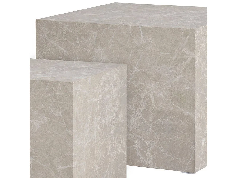 Beistelltische Satztisch in Marmor Optik Block-Form (zweiteilig)