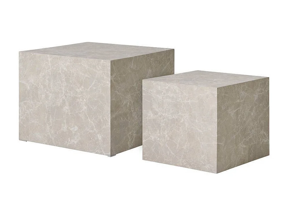 Beistelltische Satztisch in Marmor Optik Block-Form (zweiteilig)