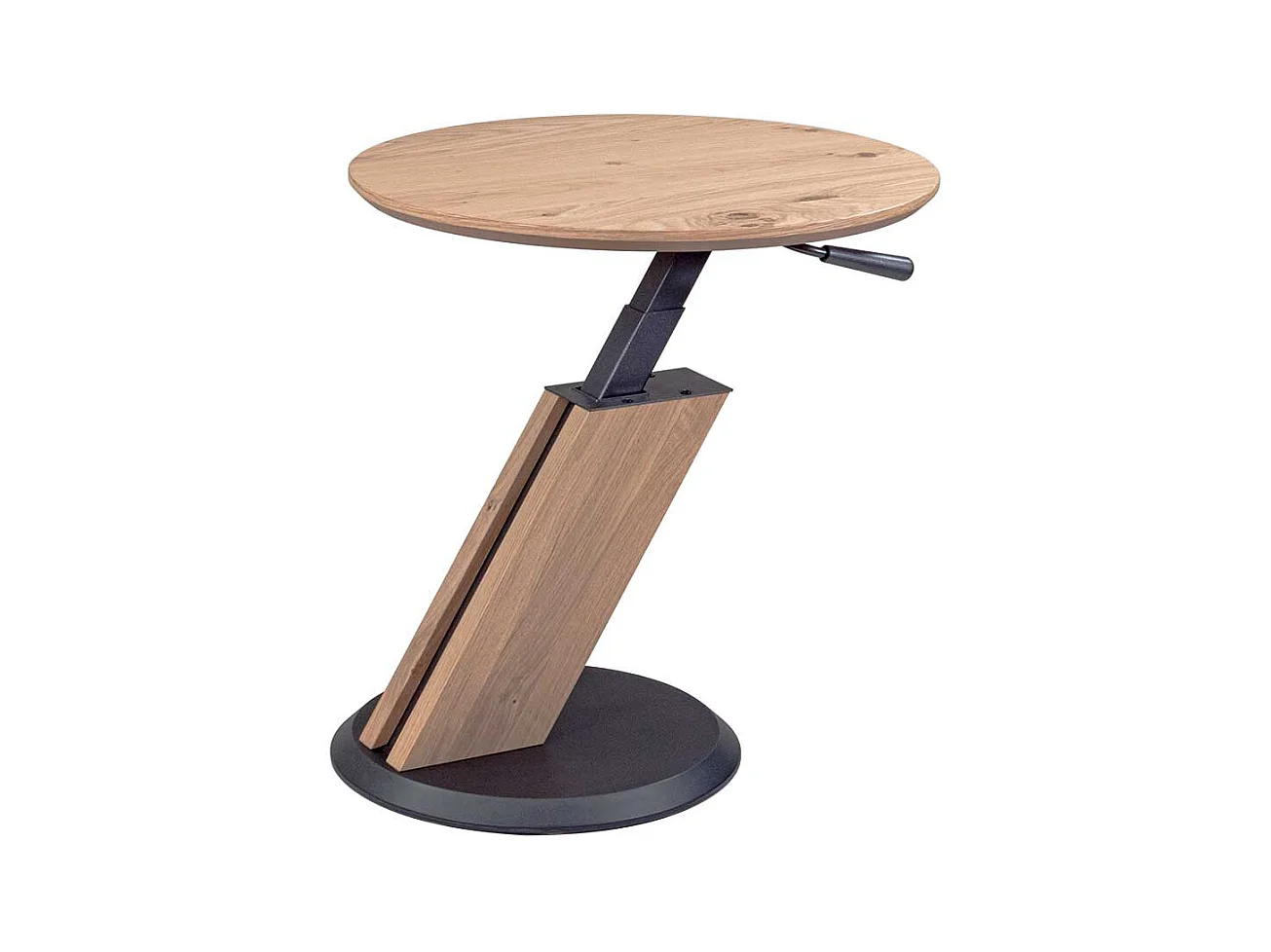 Höhenverstellbarer Beistelltisch in Wildeiche Bianco und Anthrazit Made in Germany