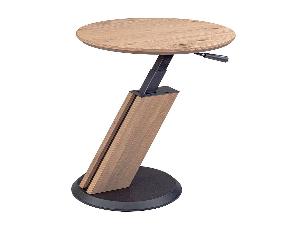 Höhenverstellbarer Beistelltisch in Wildeiche Bianco und Anthrazit Made in Germany