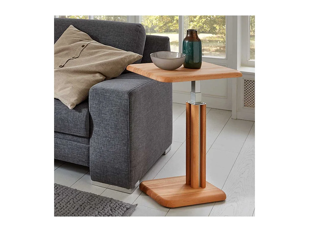 Couch Beistelltisch aus Kernbuche Massivholz höhenverstellbar