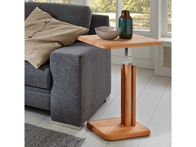 Couch Beistelltisch aus Kernbuche Massivholz höhenverstellbar
