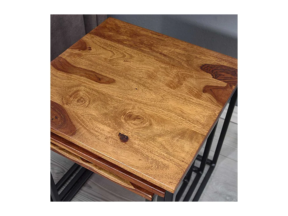 Beistelltisch 3er Set im Industry und Loft Stil 42 cm hoch (dreiteilig)