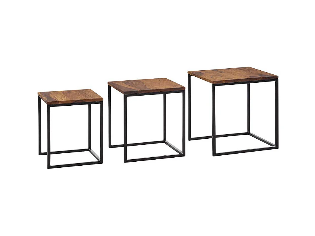 Beistelltisch 3er Set im Industry und Loft Stil 42 cm hoch (dreiteilig)