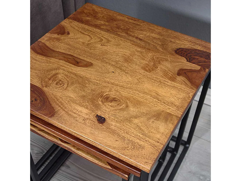 Beistelltisch 3er Set im Industry und Loft Stil 42 cm hoch (dreiteilig)