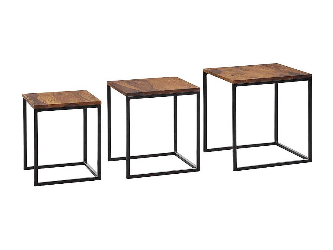 Beistelltisch 3er Set im Industry und Loft Stil 42 cm hoch (dreiteilig)