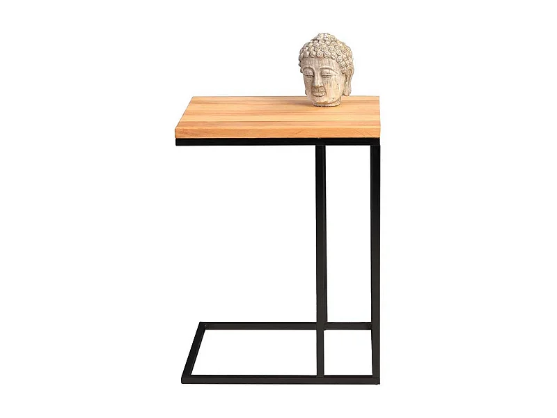 Sofa Beistelltisch aus Kernbuche Massivholz Metall Schwarz